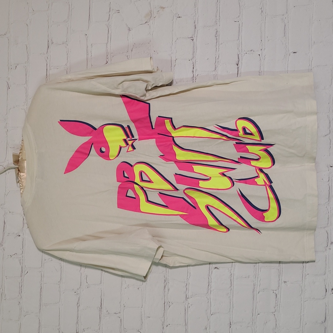 Playboy By Pacsun Pb Surf Club Neon 80s Style Front Back Tee Tshirt Mens Size M